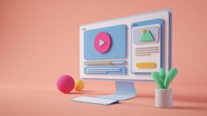 Ordinateur 3d avec une page marketing